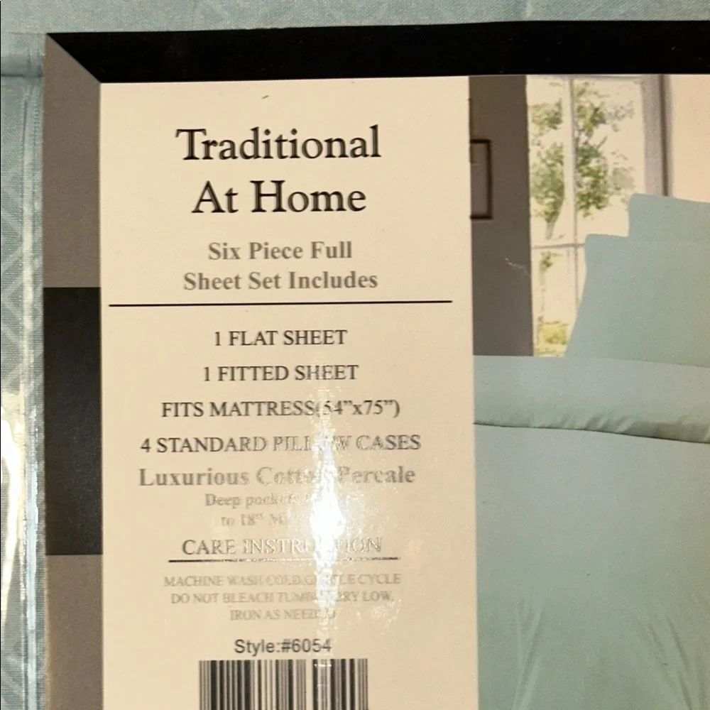 Traditional At Home Full 6pc Sheet Set Baby Blue Embossed Greek Key Print